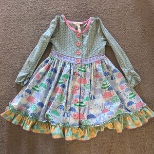 Matilda Jane Mint and Pastel Umbrella Print Long Sleeve Dress